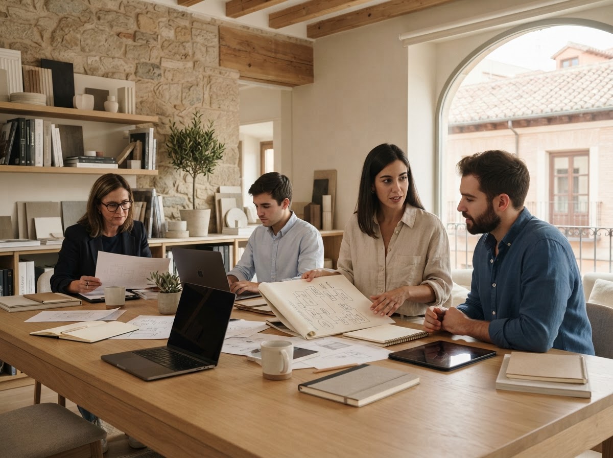 Trono Rendencia, equipo analizando modelos de datos predictivos en un entorno de trabajo sobrio